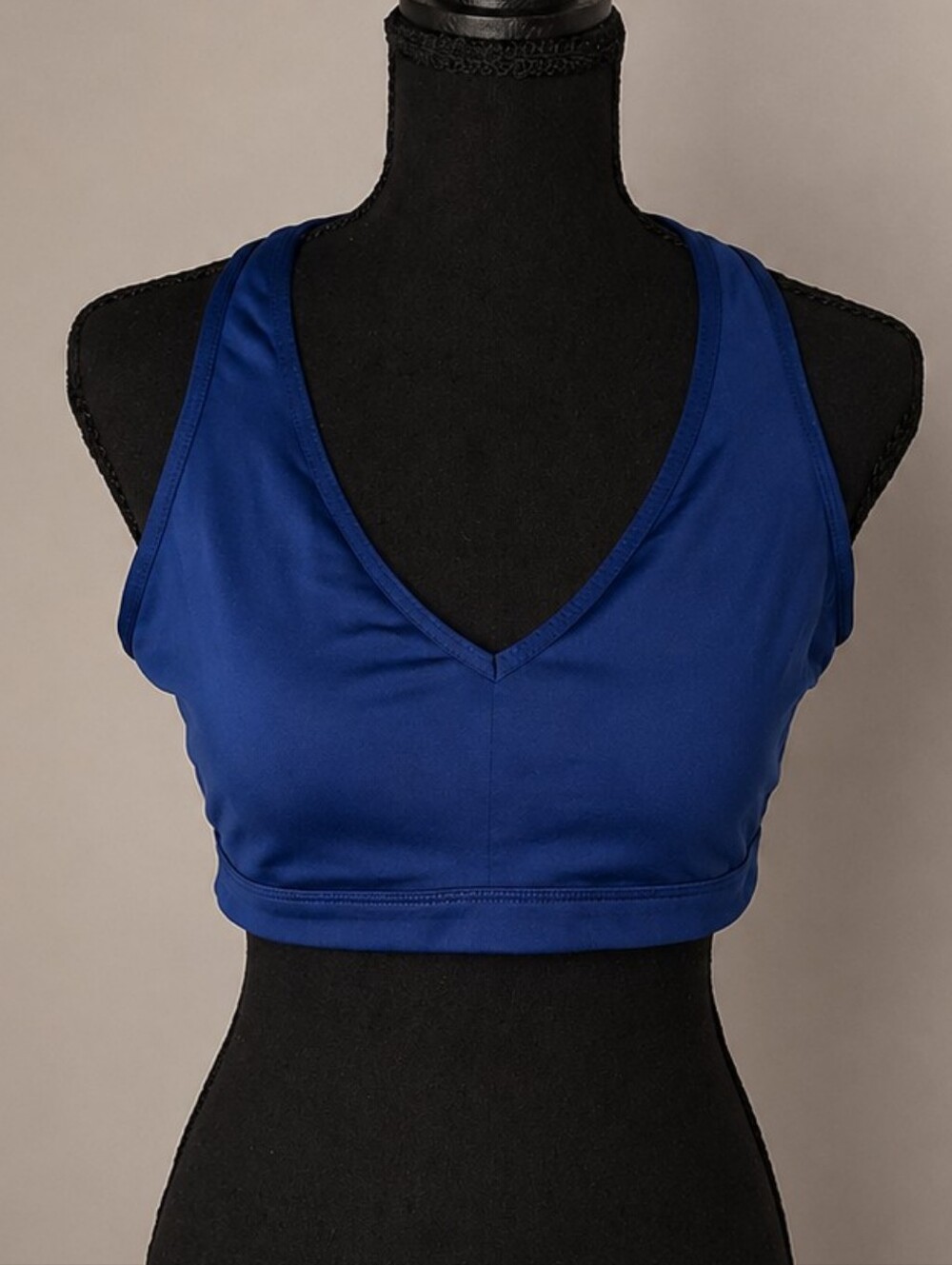 Blue V-Neck Sports Bra